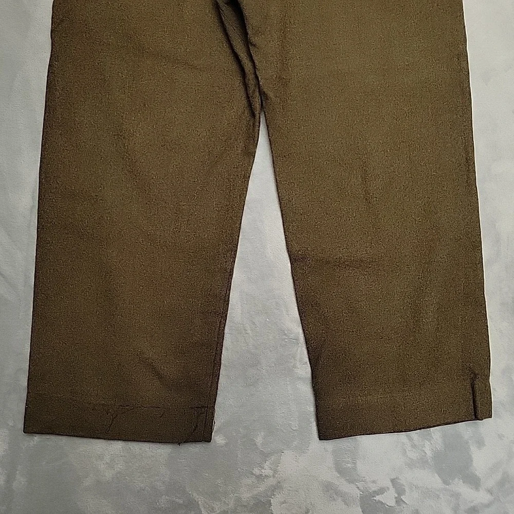 VTG French Military Pants Men 36x28 Brown Wool Service Trousers‎ Button Fly 50s